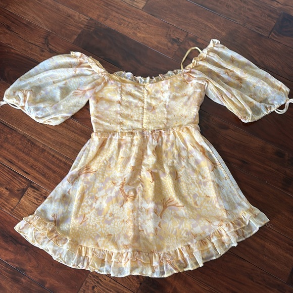 Angel Biba | Kirra Puff sleeve ruched bodice botanic print dress - Picture 11 of 15